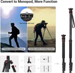 SmallRig 68" Camera Tripod Foldable Aluminum Tripod Monopod Compatible with 1/4"-20 and 3/8"-16 Video Head for Sony Camera 3983 - Image 3