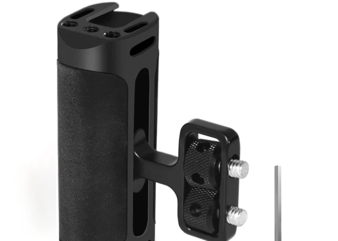 Probty Mini Side Handle Handgrip with Cold Shoe Interface and 1/4″-20 Screw Mount for DSLR/Digital Camera Cage